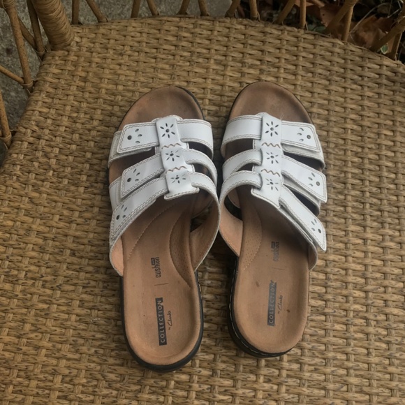 Clarks Women Leisa Spring Slide Sandals-9W White - Picture 3 of 5